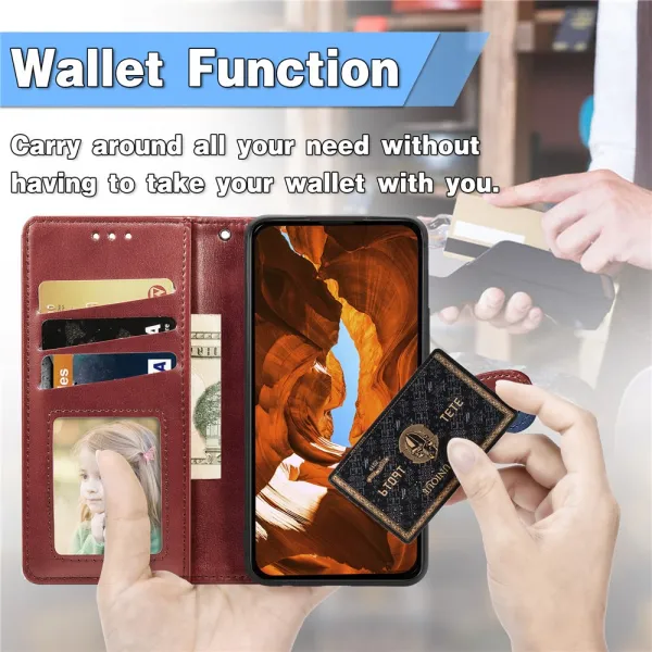LEATHER BUCKLE Peňaženkový obal pre Xiaomi Redmi Note 15 Pro+ 5G / POCO M8 Pro 5G červený
