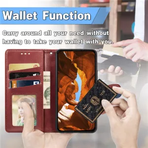 LEATHER BUCKLE Peňaženkový obal pre Xiaomi Redmi Note 15 Pro+ 5G / POCO M8 Pro 5G červený