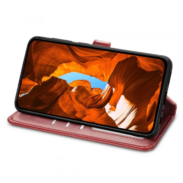 LEATHER BUCKLE Peňaženkový obal pre Xiaomi Redmi Note 15 Pro+ 5G / POCO M8 Pro 5G červený