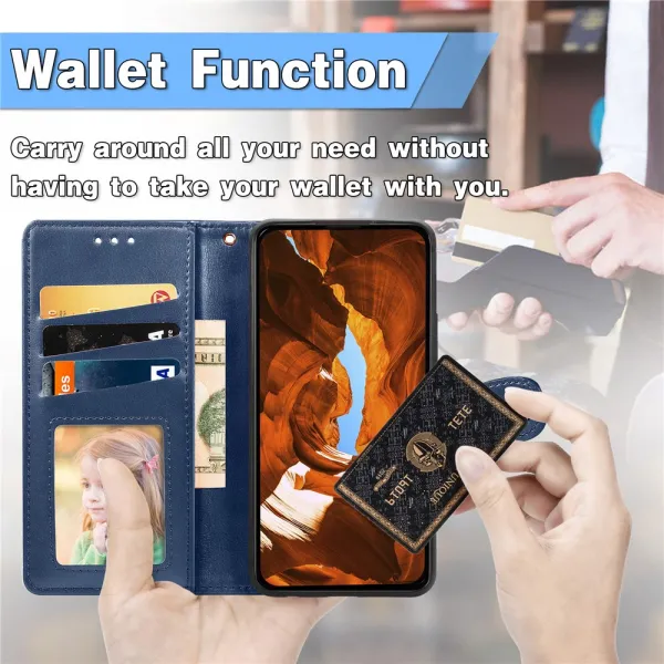 LEATHER BUCKLE Peňaženkový obal pre Xiaomi Redmi Note 15 Pro+ 5G / POCO M8 Pro 5G modrý