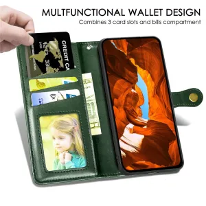 LEATHER BUCKLE Peňaženkový obal pre Xiaomi Redmi Note 15 Pro+ 5G / POCO M8 Pro 5G zelený