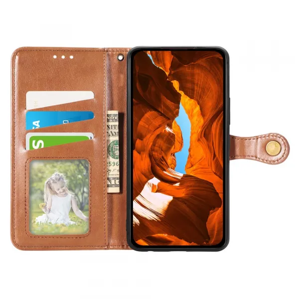 LEATHER BUCKLE Peňaženkový obal pre Xiaomi Redmi Note 15 Pro+ 5G / POCO M8 Pro 5G hnedý