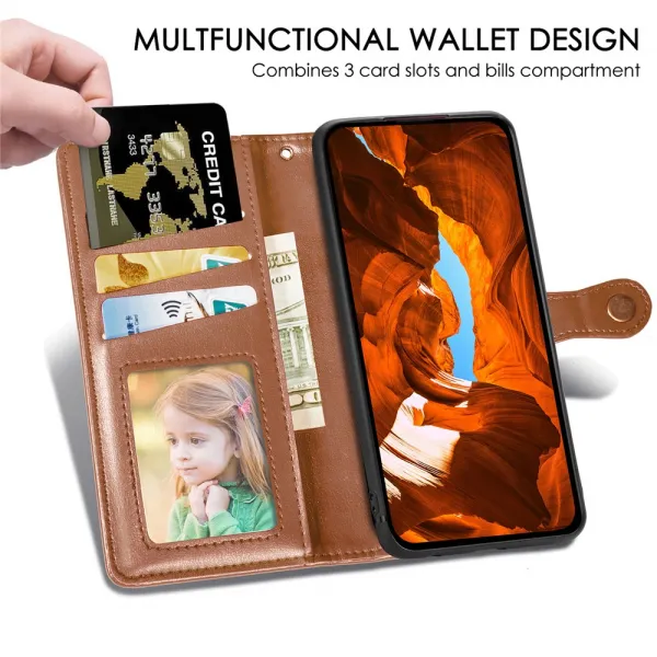 LEATHER BUCKLE Peňaženkový obal pre Xiaomi Redmi Note 15 Pro+ 5G / POCO M8 Pro 5G hnedý
