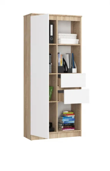 Ak furniture Kancelářská knihovna Rexa dub sonoma/bílá