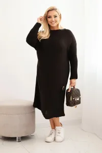 Legínovo Dámske oversize pletené šaty Plus Size z moherom s vreckom béžové Farba: Modrá, Veľkosť: UNI