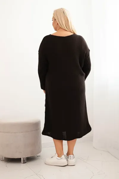 Legínovo Dámske oversize pletené šaty Plus Size z moherom s vreckom béžové Farba: Modrá, Veľkosť: UNI