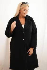 Legínovo Dámsky kabát Plus Size s vlnou a veľkým golierom béžový Farba: Hnedá, Veľkosť: UNI