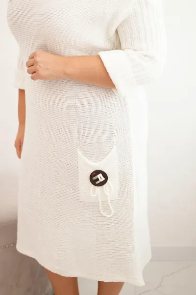 Legínovo Dámske oversize pletené šaty Plus Size z moherom s vreckom béžové Farba: Modrá, Veľkosť: UNI