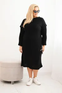 Legínovo Dámske oversize pletené šaty Plus Size z moherom s vreckom béžové Farba: Modrá, Veľkosť: UNI