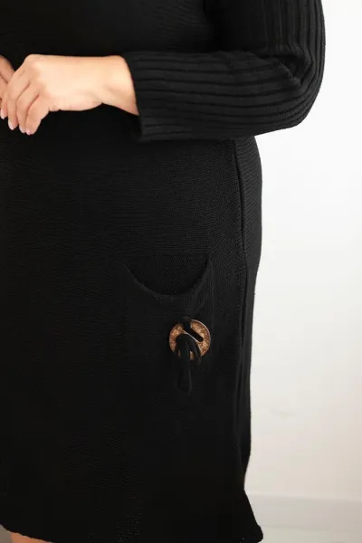 Legínovo Dámske oversize pletené šaty Plus Size z moherom s vreckom béžové Farba: Modrá, Veľkosť: UNI
