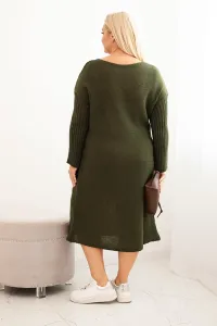 Legínovo Dámske oversize pletené šaty Plus Size z moherom s vreckom béžové Farba: Modrá, Veľkosť: UNI