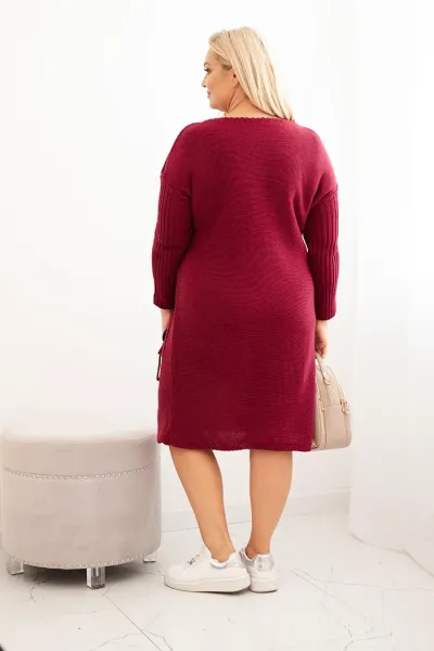 Legínovo Dámske oversize pletené šaty Plus Size z moherom s vreckom béžové Farba: Modrá, Veľkosť: UNI