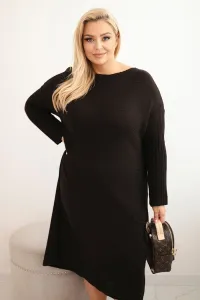 Legínovo Dámske oversize pletené šaty Plus Size z moherom s vreckom béžové Farba: Modrá, Veľkosť: UNI