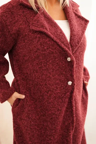 Legínovo Dámsky kabát Plus Size s vlnou a veľkým golierom béžový Farba: Hnedá, Veľkosť: UNI