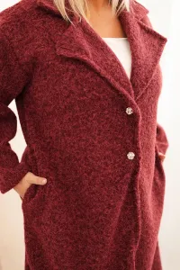 Legínovo Dámsky kabát Plus Size s vlnou a veľkým golierom béžový Farba: Hnedá, Veľkosť: UNI
