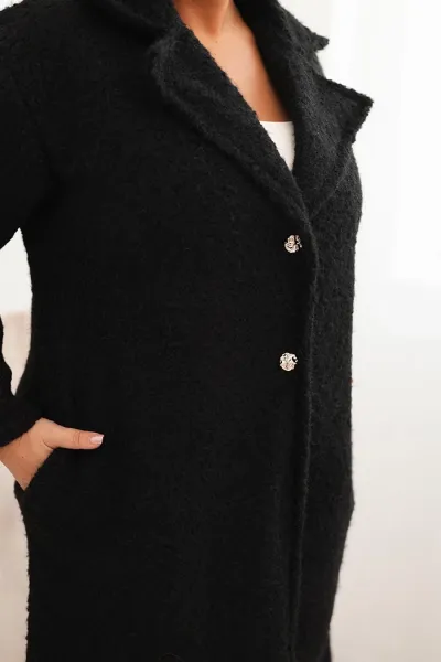 Legínovo Dámsky kabát Plus Size s vlnou a veľkým golierom béžový Farba: Hnedá, Veľkosť: UNI