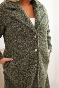 Legínovo Dámsky kabát Plus Size s vlnou a veľkým golierom béžový Farba: Hnedá, Veľkosť: UNI