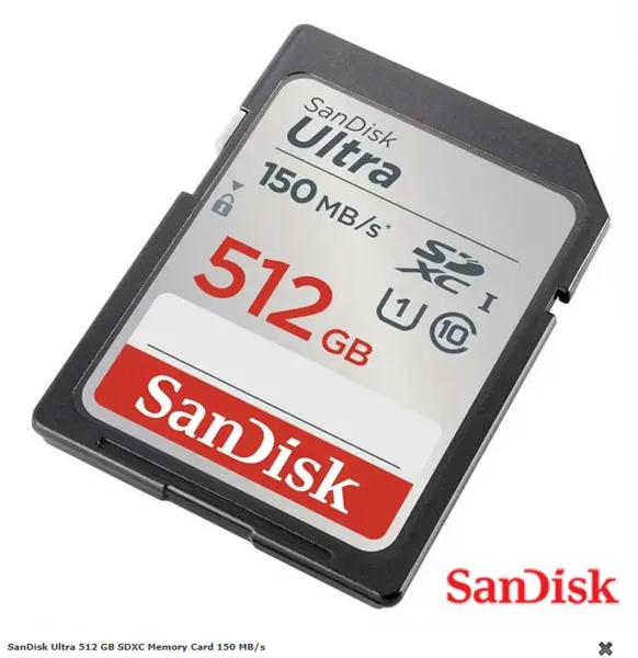 SanDisk Ultra 512 GB SDXC Memory Card 150 MB/s