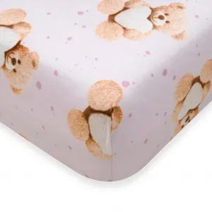 Jersey plachta New Baby 120x60 cm Love Teddy Bear pink