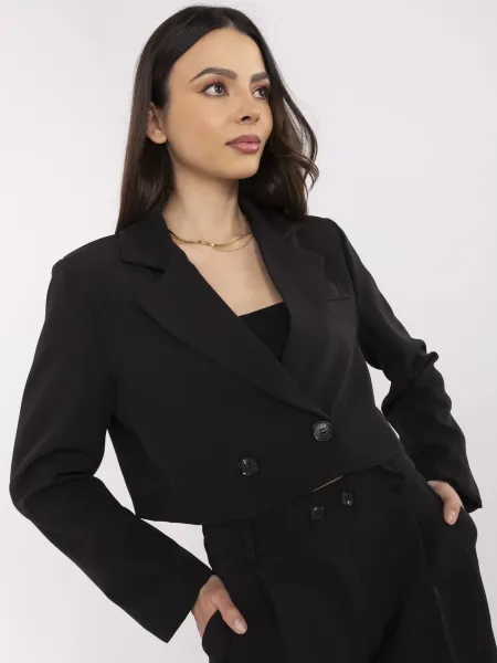 Factory Elegantný dámsky komplet RUE PARIS – krátke sako a nohavice Farba: Bežová, Veľkosť: S/M