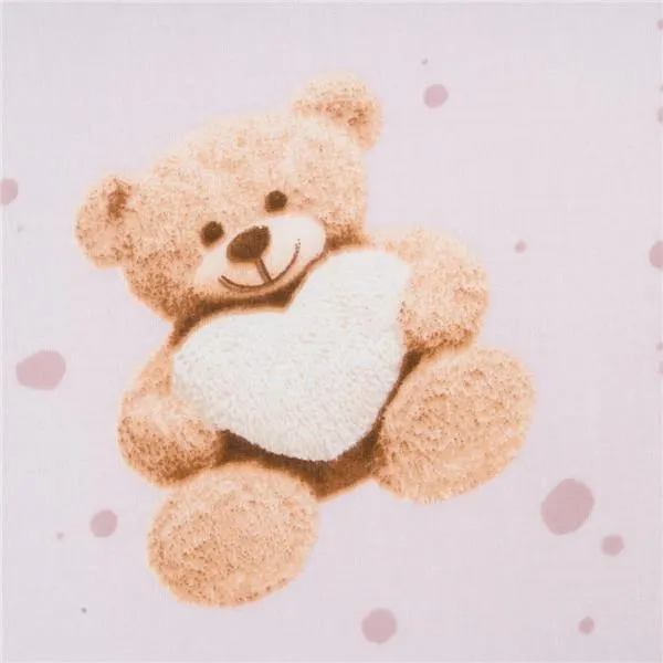 Jersey plachta New Baby 120x60 cm Love Teddy Bear pink