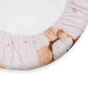 Jersey plachta do kočíka New Baby 35x75 cm Love Teddy Bear pink