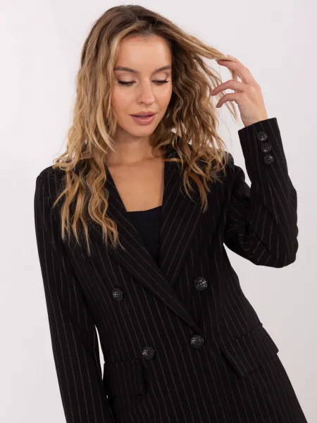 Factory Elegantné dámske sako RUE PARIS s prúžkami Farba: Hnedá, Veľkosť: S/M