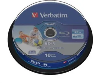 VERBATIM BD-R SL Datalife (10-pack)Blu-Ray/Spindle/6x/25GB Wide Printable