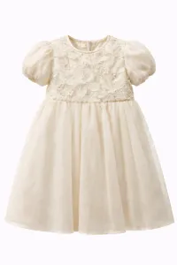 Fashionkids Dievčenské spoločenské šaty s jemnou tylovou sukňou Farba: Bežová, Veľkosť: 104