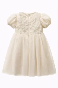 Fashionkids Dievčenské spoločenské šaty s jemnou tylovou sukňou Farba: Bežová, Veľkosť: 104