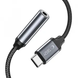 Tech-Protect Ultraboost adaptér USB-C / 3.5mm mini jack, čierny