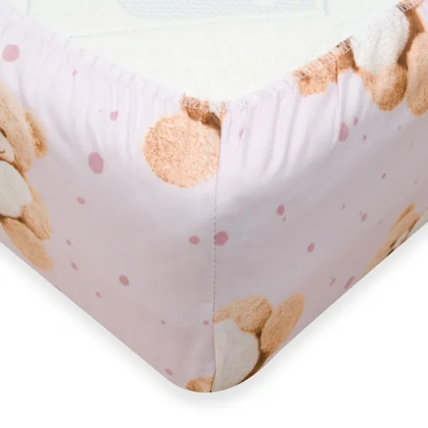 Jersey plachta New Baby 120x60 cm Love Teddy Bear pink