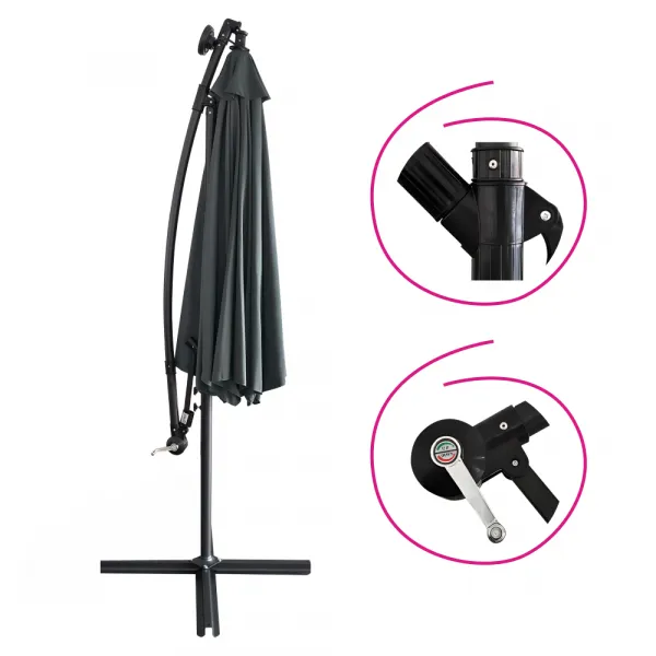 Záhradný LED slnečník, sivá, 3 m, LINDAN
