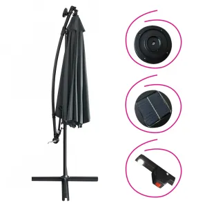 Záhradný LED slnečník, sivá, 3 m, LINDAN