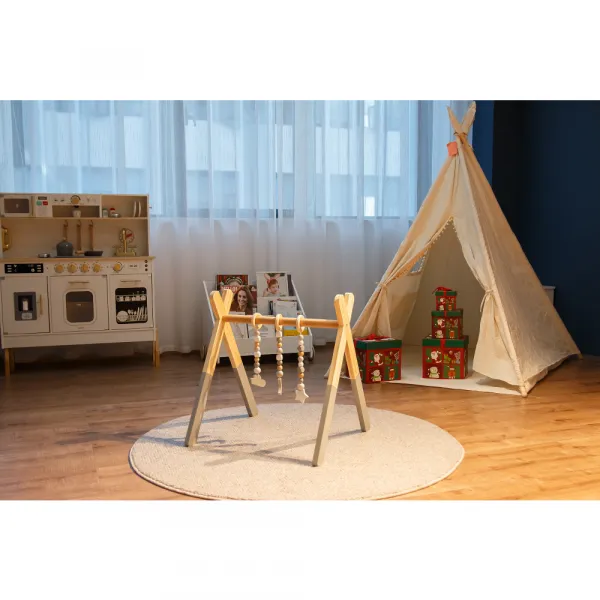 Montessori drevená hrazda, prírodná/sivá, STARES