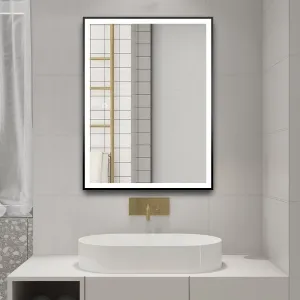 AQUALINE - CORNA zrkadlo s LED osvetlením 60x80cm, dotykový senzor, stmievateľné, čierna mat CN060