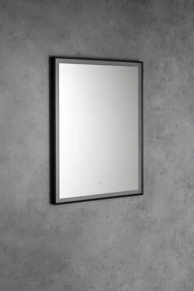 AQUALINE - CORNA zrkadlo s LED osvetlením 60x80cm, dotykový senzor, stmievateľné, čierna mat CN060