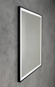 AQUALINE - CORNA zrkadlo s LED osvetlením 60x80cm, dotykový senzor, stmievateľné, čierna mat CN060