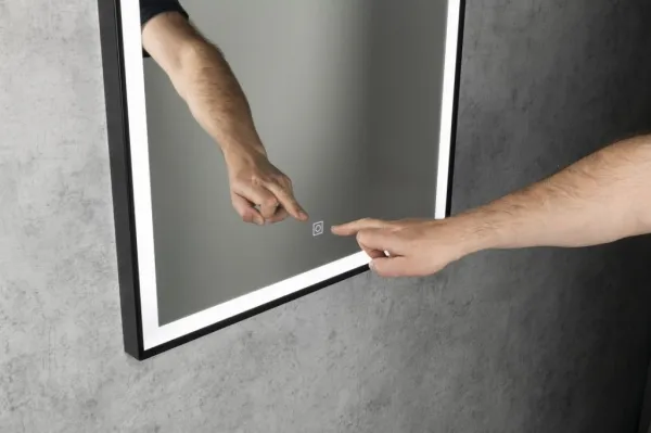 AQUALINE - CORNA zrkadlo s LED osvetlením 60x80cm, dotykový senzor, stmievateľné, čierna mat CN060