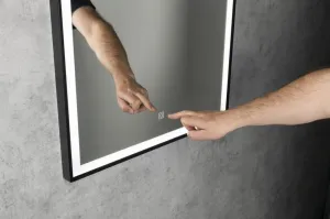 AQUALINE - CORNA zrkadlo s LED osvetlením 60x80cm, dotykový senzor, stmievateľné, čierna mat CN060