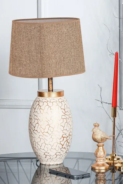 Opviq Stolní lampa Fary krémová/zlatá