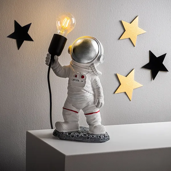 Opviq Stolná lampa Astronaut strieborná/biela