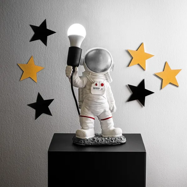 Opviq Stolná lampa Astronaut strieborná/biela