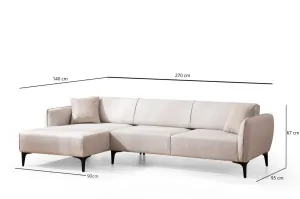 Hanah Home Rohová sedací souprava Belissimo 270 cm bílá levá