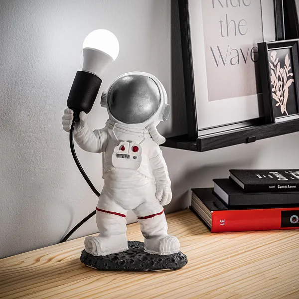Opviq Stolná lampa Astronaut strieborná/biela