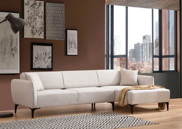 Hanah Home Rohová sedací souprava Belissimo 270 cm bílá pravá