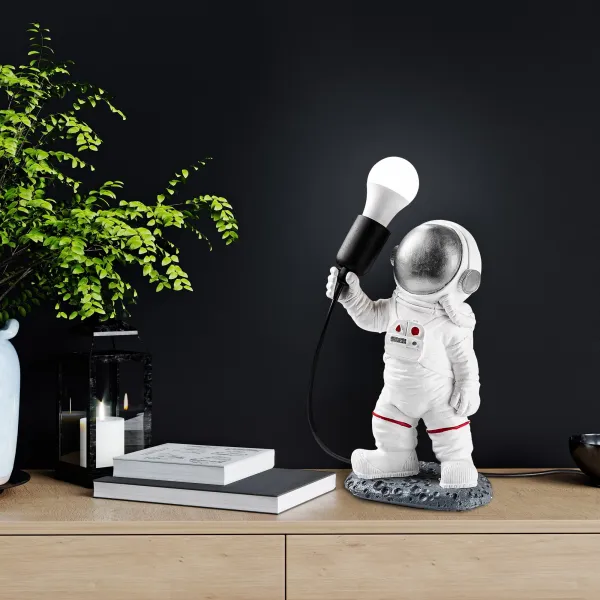 Opviq Stolná lampa Astronaut strieborná/biela