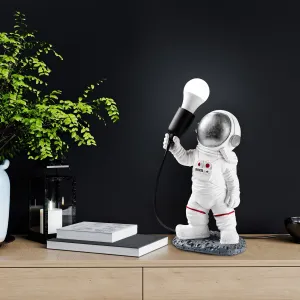 Opviq Stolná lampa Astronaut strieborná/biela