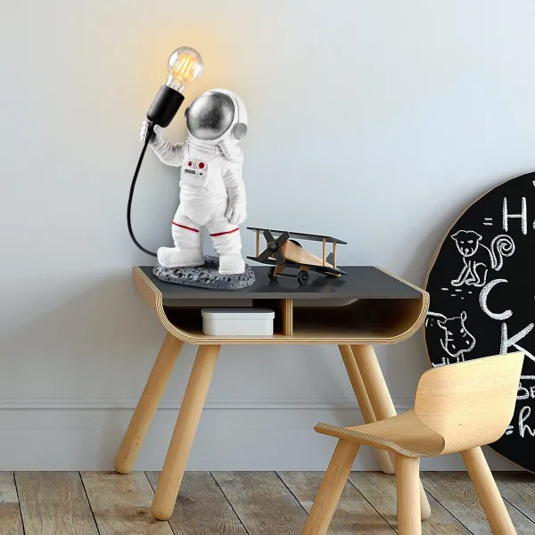 Opviq Stolná lampa Astronaut strieborná/biela