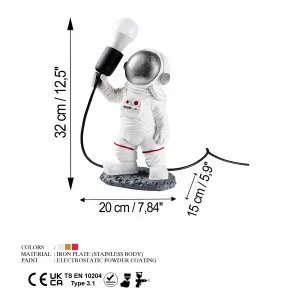 Opviq Stolná lampa Astronaut strieborná/biela